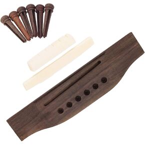 Set of 3 Rosewood Bridge Pins & Bone Saddle & Bone Guitar Nut for Folk Guitar