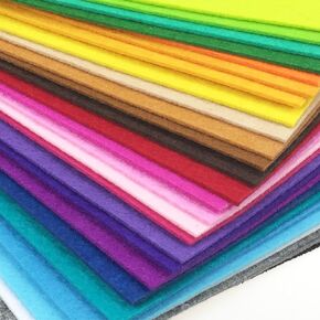 flic-flac 28pcs Thick 2mm 12 x 8 inches (30cm x 20cm) Solid Felt Fabric Sheet Assorted Color Felt Pack DIY Craft Squares Nonwoven