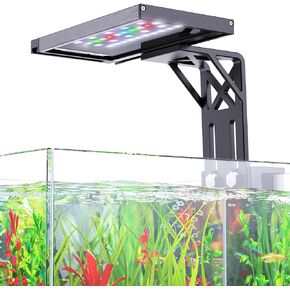 Clip On Aquarium Light for Plants-24/7 Cycle Fish Tank Light with Timer, Full Spectrum+7 Colors Mode, Auto On/Off, Adjustable Brightness and Height, 12W (7inch for 7-12 inch Tank)
