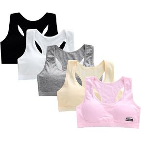 Big Girls' Sports Bra with Breathable Pads Teens Cotton Training Bras