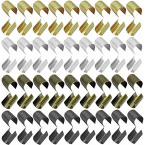 240Pcs Leather Rope Clips Cylindrical Crimping Bead 15x11mm Fold Over Crimps End Cap Cylindrical Fastener Opening Crimping Cord String for DIY Craft, Jute Leather Bracelet Necklace Macrame Tassel