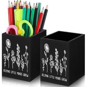 Teling 2 Pcs Teacher Appreciation Gifts in Bulk Teacher Desktop Pen Organizer Wooden Teacher Pencil Holder Color Pencil Organizer Wood Pen Holder for School Office Home Desk Accessories (Stylish)