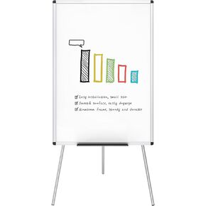 VIZ-PRO Whiteboard Easel, 36 x 24 Inches, Portable Dry Erase Board Height Adjustable With Flipchart Pad