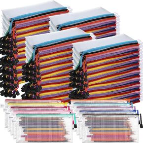 200 Pcs 9.45 x 4.5'' Mesh Zipper Pouch Bulk 10 Colors Pencil Pouch Bulk Waterproof Clear File Bags Plastic Pencil Bags for School Travel Cosmetics Office Organizer