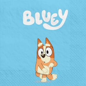 Bluey Blue Beverage Napkins (5" x 5") Pack Of 16 - Adorable & Vibrant Design, Soft & Absorbent Paper Napkins - Ideal For Themed Parties & Events