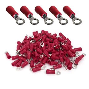 ANGSTROM 1/2" Bolt Ring Terminals, Insulated Electrical Crimp Connectors 100pcs (22-16ga Red)