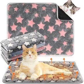 4 Pack Self Heating Cat Bed Cat Self Warming Pad with Removable Cover Extra Warm Thermal Pet Pad Washable Pet Crate Mat Anti Slip Kennel Pad for Indoor Outdoor Pets(Stars Moon,16 x 20 Inches)
