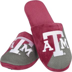 FOCO Mens NCAA Team Logo Staycation Plush House Shoes Slide Slippers