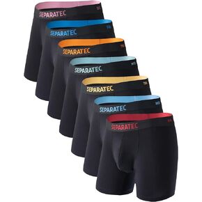 Separatec Men's Underwear Breathable Rayon Made from Bamboo Boxer Briefs Dual Pouch Underwear for Men 7 Pack