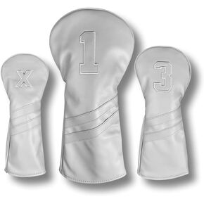 Vintage Golf Club Head Covers | 3 Pack Set | Premium Classic PU Leather | for Drivers, Fairway Woods, and Hybrids