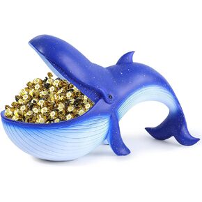 12'' Whale Statue, Resin Whale Figurine Fun Candy Dish Home Decor, Key Bowl for Entryway Table, Big Mouth Sculpture Table Art Gifts Decoration Sundries Container Storage Box （Black）