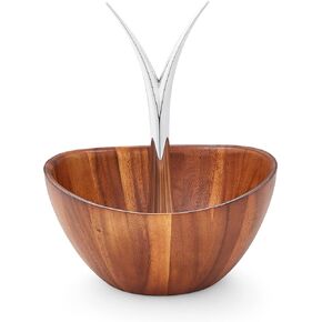 Nambe Fruit Tree Bowl | Fruit Basket with Banana Hanger | Large Decorative Wooden Fruit Bowl for Kitchen Counter or Centerpiece Table Décor | Made of Acacia Wood and Metal Alloy | 12-Inch