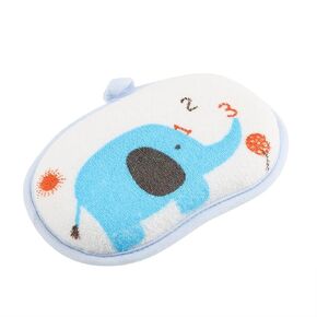 Baby Bath Brush,Cute Elephant Pattern Cotton Baby Bath Scrubber Toddler Infant Rubbing Towel Shower Sponge Washing Rubbing Accessory(Blue)