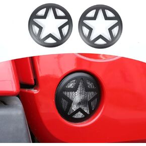 RT-TCZ for Wrangler JK Front Turn Signal Light Cover Guard, Aluminum Star Front Blinker Cover for Jeep Wrangler JK JKU 2007-2017 2pcs
