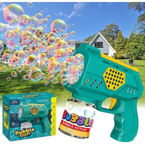 2PCS Bubble Guns for Kids Toddlers, Bubble Machine Gun 10000+Bubbles/Min with Lights/130ml Bubble Solution, Portable Bubble Blower Bubble Guns Blaster for Outdoor Birthday Wedding Party