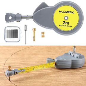 Dreyoo 6.56 ft Rotape Tape Measure Compass with 10 Pencil Leads, Measure Beam Compass for Drawing Circles and Lines, Retractable Circle Drawing Tool with Tape Measure