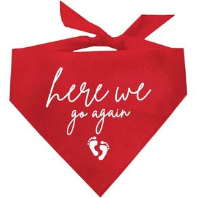 Here We Go Again Baby Announcement Dog Bandana (Hot Pink, OS 581)