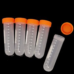 Honbay 10PCS 50ml Round Bottom Plastic Lab Centrifuge Tubes Laboratory Test Tubes with Screw Cap and Graduation Frozen Vial Container Sample Storage Containers for Science Laboratory School (Blue)