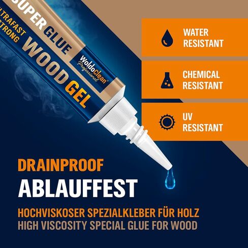 Super Glue Gel for bonding Wood, Oak, Board, Table, Chair, Furniture - Water-Resistance, withstands Exposure to Water, Sun, and Extreme temperatures in Kuwait