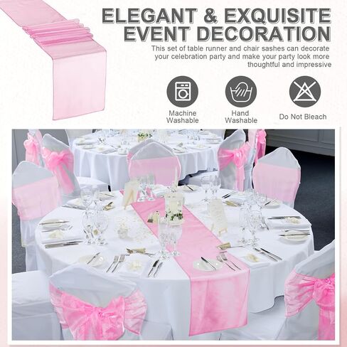Ganeen 50 Pcs Organza Chair Sashes 10 Pcs Table Runner Sheer Chair Ribbon Bows for Wedding Banquet Party Chair Bows Ties Chair Cover Bands Supplies for Wedding Banquet Party Event Decoration (Blue) in Saudi Arabia