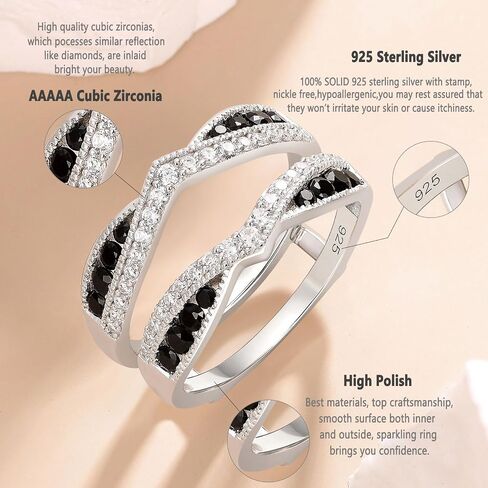 Newshe Jewellery Ring Enhancer for Engagement Rings AAAAA Cz Wedding Band Bridal 925 Sterling Silver Guard and Wraps Size 5-10 in Saudi Arabia