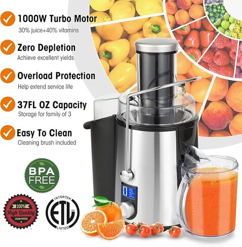 1000W 5 Speeds LCD Screen Centrifugal Juicer Machines Vegetable and Fruit, Regenerate Juice Extractor with Big 3" Wide Mouth, Anti-drip Compact Juice Maker, Easy Clean, High Juice Yield, BPA Free in Kuwait