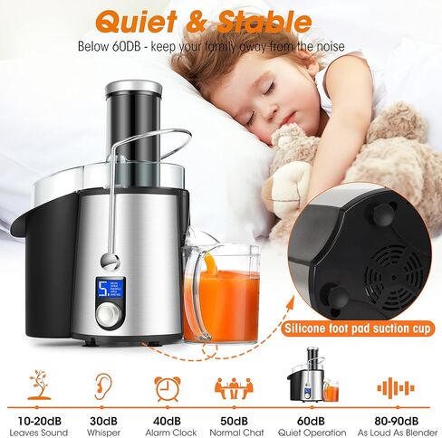 1000W 5 Speeds LCD Screen Centrifugal Juicer Machines Vegetable and Fruit, Regenerate Juice Extractor with Big 3" Wide Mouth, Anti-drip Compact Juice Maker, Easy Clean, High Juice Yield, BPA Free in Kuwait