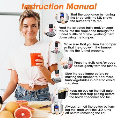 1000W 5 Speeds LCD Screen Centrifugal Juicer Machines Vegetable and Fruit, Regenerate Juice Extractor with Big 3" Wide Mouth, Anti-drip Compact Juice Maker, Easy Clean, High Juice Yield, BPA Free in Kuwait