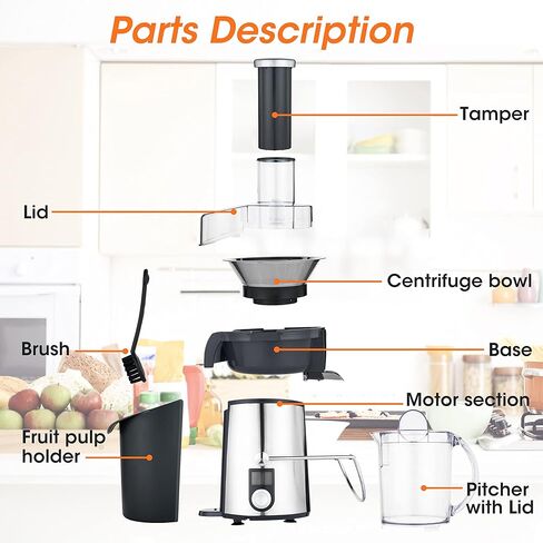 1000W 5 Speeds LCD Screen Centrifugal Juicer Machines Vegetable and Fruit, Regenerate Juice Extractor with Big 3" Wide Mouth, Anti-drip Compact Juice Maker, Easy Clean, High Juice Yield, BPA Free in Kuwait