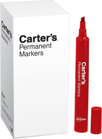أقلام تحديد دائمة من AVERY Carter، مقاس كبير على شكل مكتب، طرف إزميل، مقاوم للماء والتآكل، 12 قلم تحديد أحمر (27177) in Saudi Arabia