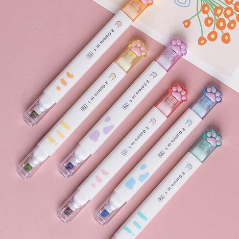 Double-headed Cute Light color eye protection Highlighter Markers, 6-Pack of 12 Flat Heads, Bright and Vintage Markers for School Office Journal Supplies (12 colors double head) in Saudi Arabia
