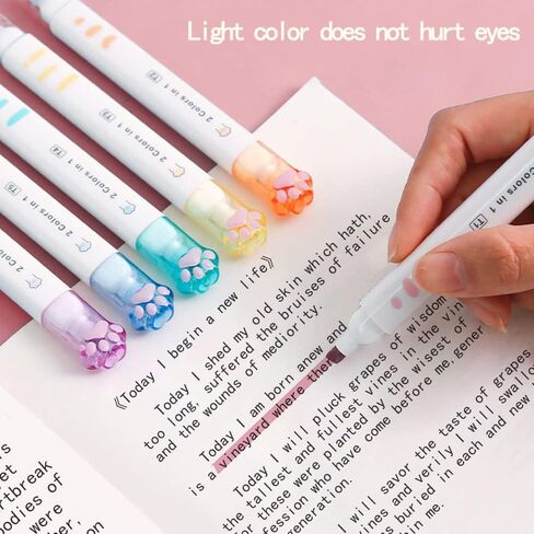 Double-headed Cute Light color eye protection Highlighter Markers, 6-Pack of 12 Flat Heads, Bright and Vintage Markers for School Office Journal Supplies (12 colors double head) in Saudi Arabia