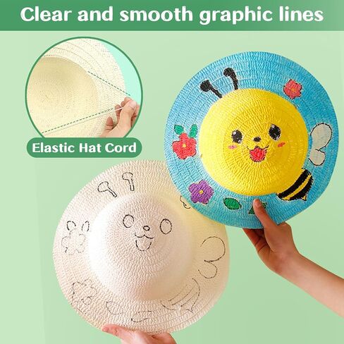 Arts and Crafts for Kids Ages 8-12, 4pcs DIY Straw Hats with Painting Kit, Art Supplies Arts & Crafts Kit for Kids 6-8 Years Old, Kids Arts and Crafts Supplies Gifts,Creative Art Toys for Boys& Girls in Kuwait