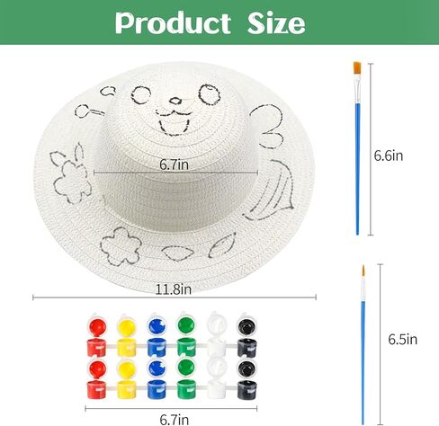 Arts and Crafts for Kids Ages 8-12, 4pcs DIY Straw Hats with Painting Kit, Art Supplies Arts & Crafts Kit for Kids 6-8 Years Old, Kids Arts and Crafts Supplies Gifts,Creative Art Toys for Boys& Girls in Kuwait
