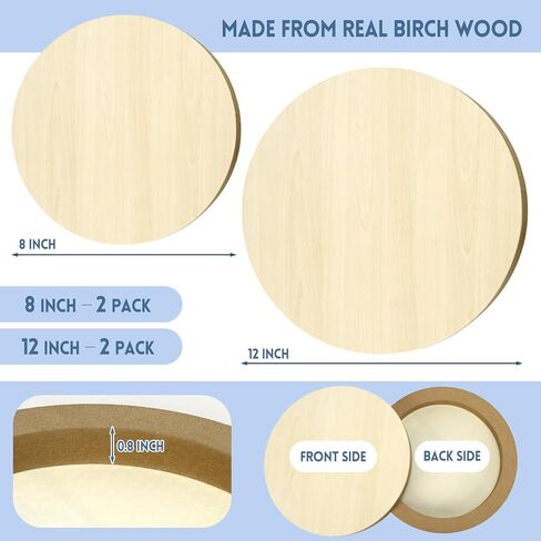 4 عبوات من لوحات قماشية خشبية غير مكتملة مقاس 30.48 سم و20.32 سم، مجموعة لوحات خشبية مستديرة للحرف اليدوية، وقماش الرسم، والمشروعات الفنية التي تصنعها بنفسك، والصب، واستخدام الفنون مع الزيوت والأكريليك in Kuwait
