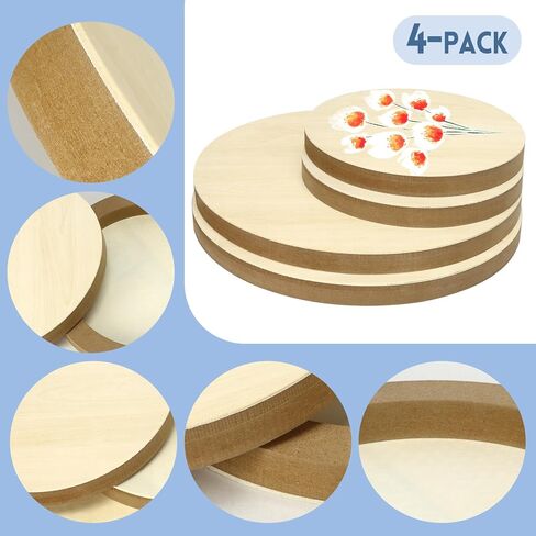 4 عبوات من لوحات قماشية خشبية غير مكتملة مقاس 30.48 سم و20.32 سم، مجموعة لوحات خشبية مستديرة للحرف اليدوية، وقماش الرسم، والمشروعات الفنية التي تصنعها بنفسك، والصب، واستخدام الفنون مع الزيوت والأكريليك in Kuwait