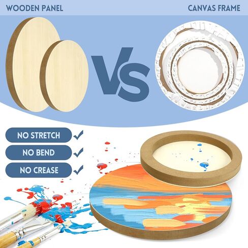 4 عبوات من لوحات قماشية خشبية غير مكتملة مقاس 30.48 سم و20.32 سم، مجموعة لوحات خشبية مستديرة للحرف اليدوية، وقماش الرسم، والمشروعات الفنية التي تصنعها بنفسك، والصب، واستخدام الفنون مع الزيوت والأكريليك in Kuwait