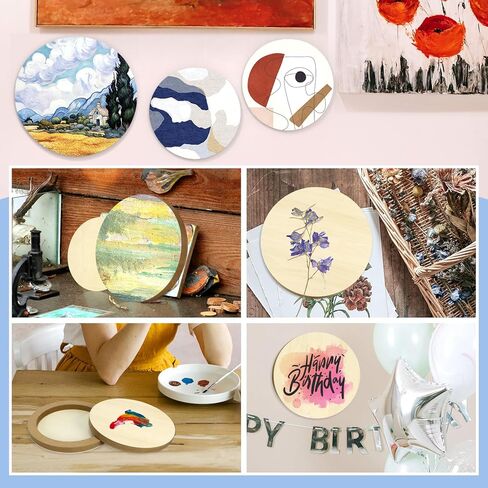 4 عبوات من لوحات قماشية خشبية غير مكتملة مقاس 30.48 سم و20.32 سم، مجموعة لوحات خشبية مستديرة للحرف اليدوية، وقماش الرسم، والمشروعات الفنية التي تصنعها بنفسك، والصب، واستخدام الفنون مع الزيوت والأكريليك in Kuwait