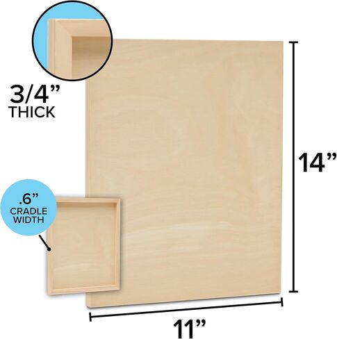 Unfinished Wood Canvas Boards with 3/4" Cradle, Wood Panels for Crafting and Painting | 8"x10" | 4 pack in Saudi Arabia