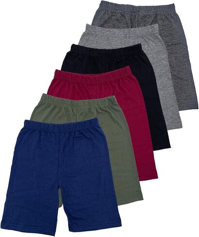 MISS POPULAR Girls 6-Pack Biker Shorts Soft Comfortable Cotton Spandex Elastic Waistband | Sizes 4-16 in Saudi Arabia