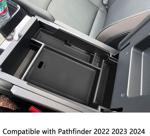EDBETOS Center Console Organizer Tray Compatible with Nissan Pathfinder Accessories 2022 2023 2024 R53 Interior Secondary Armrest Storage Glove Box Divider ABS Material, Black Trim in Saudi Arabia
