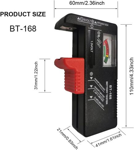 جهاز اختبار البطارية العالمي لبطاريات AA AAA C D 1.5V 1.2~4.8V 9V، أجهزة اختبار مستوى عمر البطارية المنزلية (موديل BT-168 + BT-168D) in Kuwait