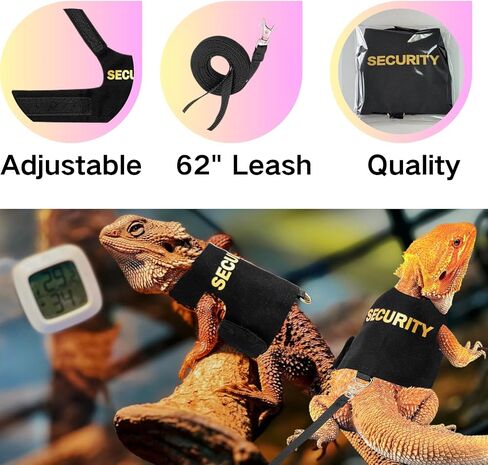 Lizards Clothes with Leash Set for Bearded Dragon Geckos Reptiles Apparel Lizard Reptiles Harness Hand-Made for Bearded Dragon Lizards Geckos (Security+Explorer) in Saudi Arabia