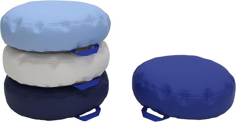 FDP SoftScape 15 inch Round Bean Floor Cushions with Handles; Flexible Seating for Home, Daycare, Preschool, Classroom, Yoga and Meditation, 4 inch Height (4-Piece) - Contemporary in Saudi Arabia