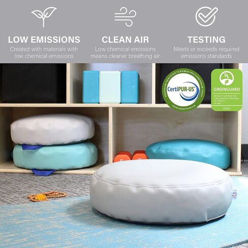 FDP SoftScape 15 inch Round Bean Floor Cushions with Handles; Flexible Seating for Home, Daycare, Preschool, Classroom, Yoga and Meditation, 4 inch Height (4-Piece) - Contemporary in Saudi Arabia