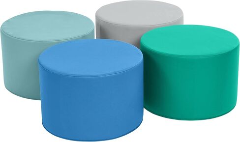 ECR4Kids SoftZone Foam Ottoman Set, Round, Flexible Seating, Contemporary, 4-Piece in Saudi Arabia