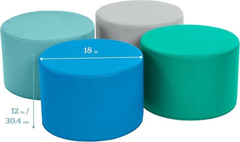 ECR4Kids SoftZone Foam Ottoman Set, Round, Flexible Seating, Contemporary, 4-Piece in Saudi Arabia