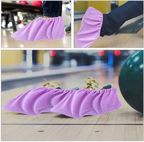 GANAZONO Bowling Shoe Cover 2 Pairs Fuzzy Non Slip Bowling Shoes Protector Bowling Shoe Protector Covers for Woman Adults Accessories Purple in Saudi Arabia