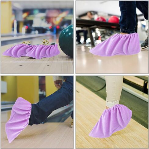GANAZONO Bowling Shoe Cover 2 Pairs Fuzzy Non Slip Bowling Shoes Protector Bowling Shoe Protector Covers for Woman Adults Accessories Purple in Saudi Arabia