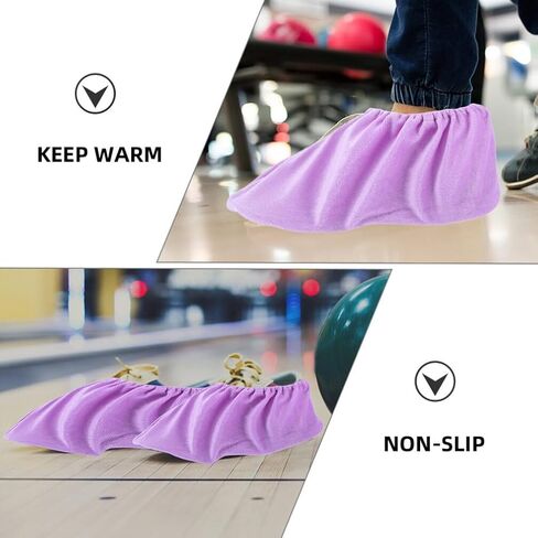 GANAZONO Bowling Shoe Cover 2 Pairs Fuzzy Non Slip Bowling Shoes Protector Bowling Shoe Protector Covers for Woman Adults Accessories Purple in Saudi Arabia